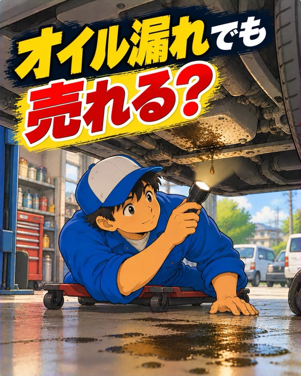 オイル漏れの車は売れる？シミの色でわかる原因と買取のポイント...